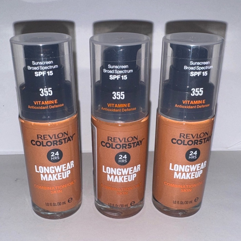355 ALMOND ~ X3 Bottles~ REVLON Colorstay LONGWEAR Makeup Foundation ~ Sealed x3